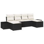 vidaXL Ensemble de canapé de jardin avec coussin 6 Pièces Noir Poly rotin