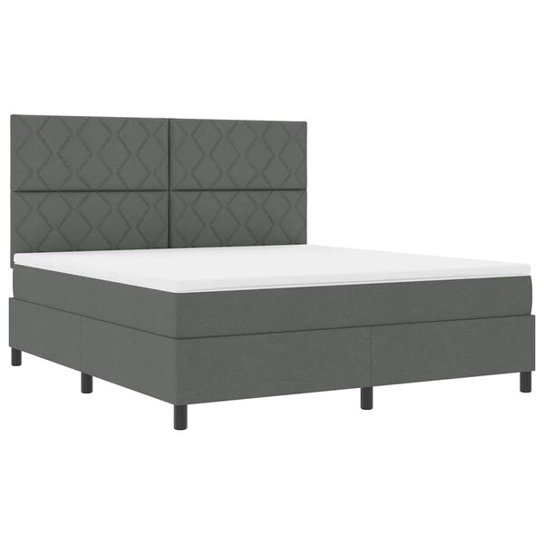 vidaXL Lit à ressorts avec matelas Gris foncé 180 x 200 cm tissu