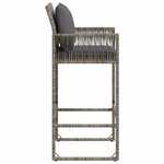 vidaXL Tabourets de bar jardin coussins lot de 2 gris résine tressée
