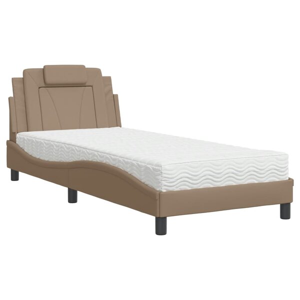 vidaXL Lit avec matelas cappuccino 90x190 cm similicuir