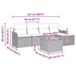Ensemble de Canapé de Jardin 6 Pièces avec Coussins Rattan Poly Brun