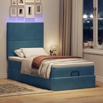 vidaXL Cadre de lit ottoman avec matelas bleu foncé 100x200 cm velours