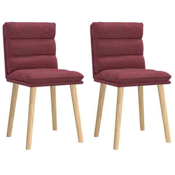 vidaXL Chaises à manger lot de 2 rouge bordeaux tissu