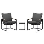 vidaXL Ensemble de canapé de jardin 3 Pièces Noir et anthracite Acier