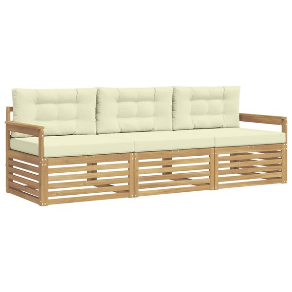vidaXL Ensemble de canapés d'extérieur 3 pc Blanc et crème Polyester