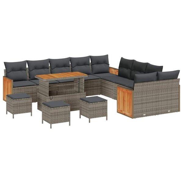 vidaXL Ensemble de canapé de jardin 14 Pièces Gris 110 x 55 x 71 cm