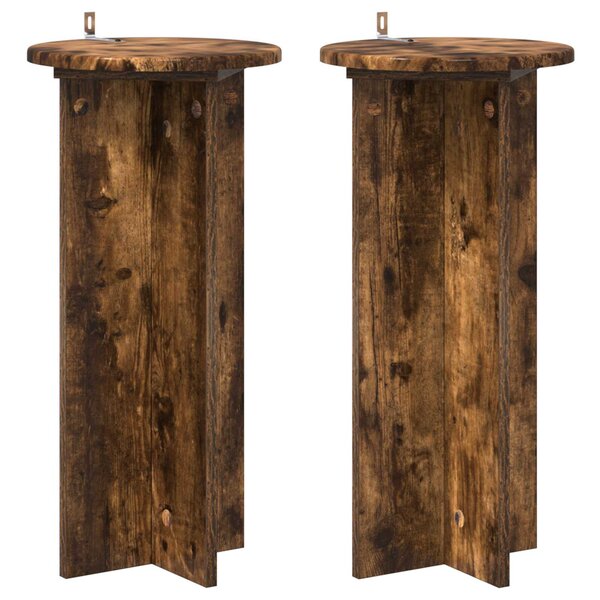 vidaXL Support de Plante 2 pièces Chêne fumé 29 5 x 29 5 x 60 cm