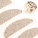 vidaXL Tapis de marches d'escalier 15 Pièces Blanc et marron 56x17x3 cm