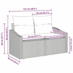 Canapé de jardin 2 places vidaXL avec rangement et coussins en poly rotin beige