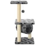 vidaXL Arbre à chat avec griffoirs en sisal 65 cm Gris Motif de pattes