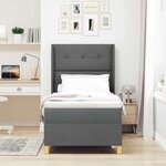 vidaXL Lit à Ressorts avec matelas Gris foncé 100 x 200 cm tissu