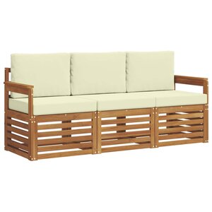 vidaXL Ensembles de canapés 3 pc Naturel et Crème Bois d'Acacia Massif