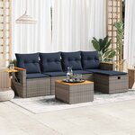 vidaXL Salon de jardin 6 Pièces avec coussins gris résine tressée