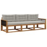 vidaXL Ensemble de canapés d'extérieur 3 pc Naturel et Gris clair