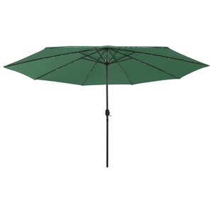 vidaXL Parasol de jardin avec lumières LED et mât en métal 400 cm vert