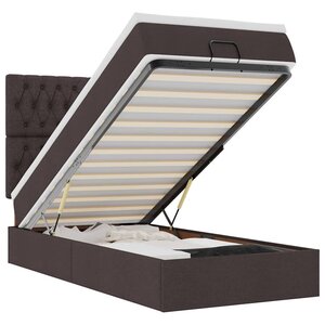vidaXL Cadre de lit ottoman avec matelas marron foncé 90x190 cm tissu
