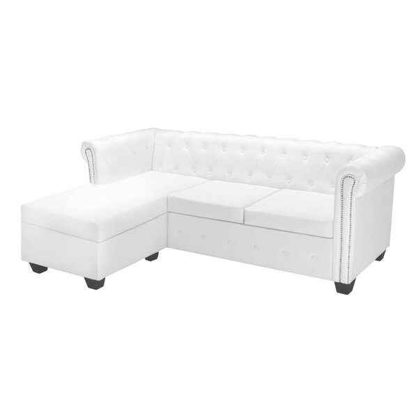 vidaXL Canapé Chesterfield en L en cuir synthétique blanc