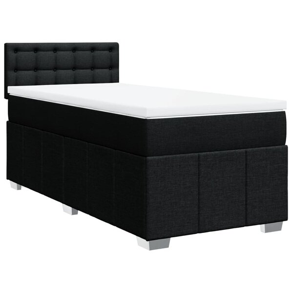 vidaXL Sommier à lattes de lit avec matelas Noir 100x200 cm Tissu