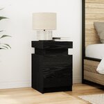 Table de chevet vidaXL avec lumières LED Chêne Noir 35x39x55 cm