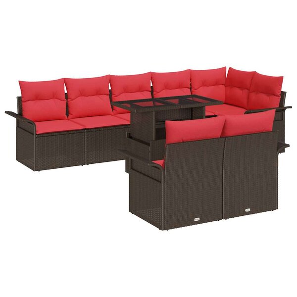 vidaXL Ensemble de canapé de jardin 9 Pièces Marron Poly rotin