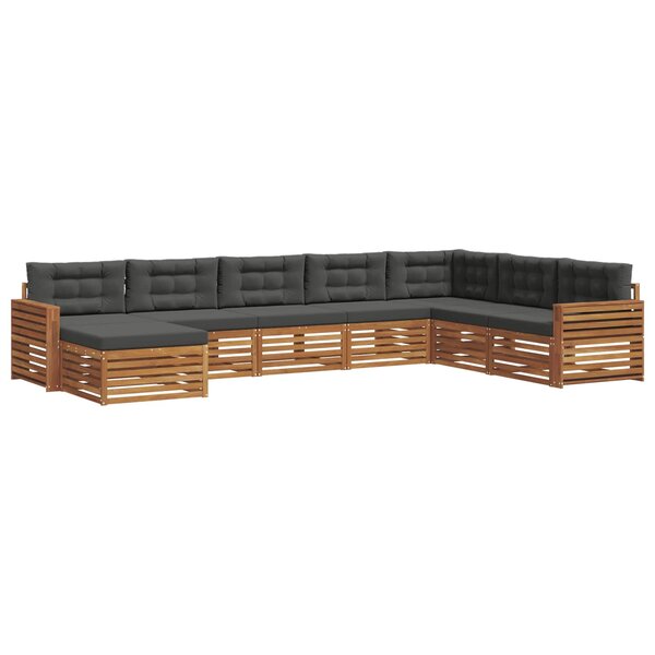 vidaXL Ensemble de canapés d'extérieur 8 pc Naturel et Anthracite