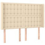 vidaXL Tête de lit avec oreilles Crème 147x16x118/128 cm Tissu