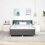 vidaXL Lit à Ressorts avec matelas Gris foncé 140 x 190 cm tissu