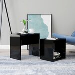 Vidaxl ensemble de tables basses noir brillant 48x30x45 cm aggloméré
