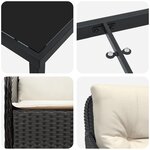vidaXL Ensemble de salle à manger de jardin de 7 pièces avec coussins en rattan noir poly