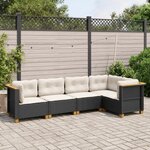 vidaXL Salon de jardin 5 Pièces avec coussins noir résine tressée
