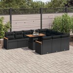 vidaXL Ensemble de canapés de jardin 11 Pièces et coussins rotin acacia