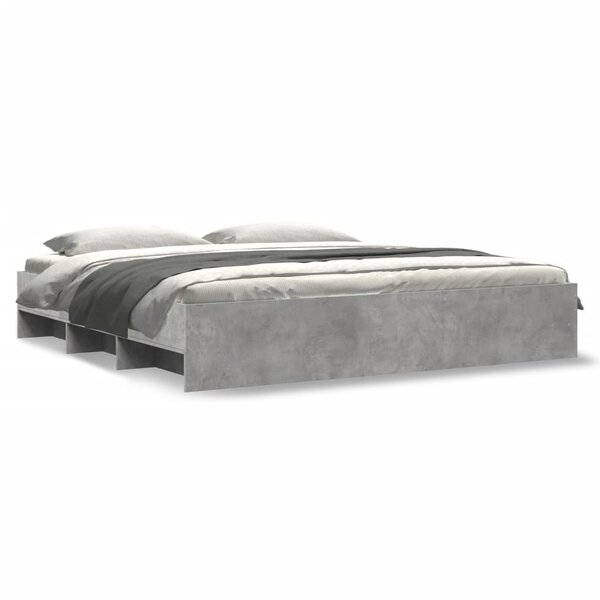 vidaXL Cadre de lit gris béton 200x200 cm bois d'ingénierie
