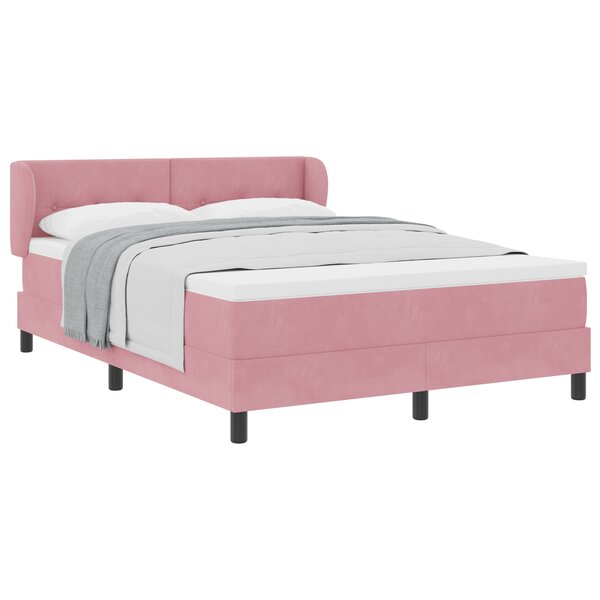 Lit Box Spring vidaXL avec Matelas Rose 140x200 cm Velours