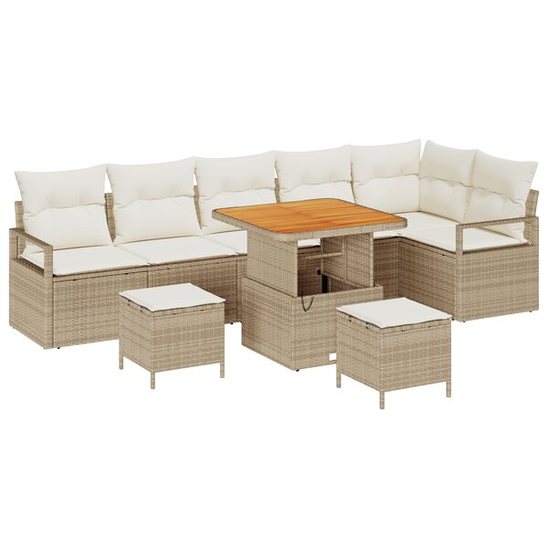 vidaXL Ensemble de canapé de jardin 9 Pièces Beige  Crème 80 x 80 x 71 cm