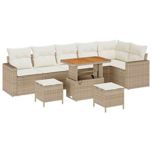 vidaXL Ensemble de canapé de jardin avec coussin 9 Pièces beige et crème