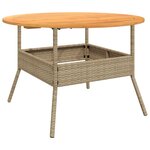 vidaXL Table de jardin et dessus en bois d'acacia beige résine tressée