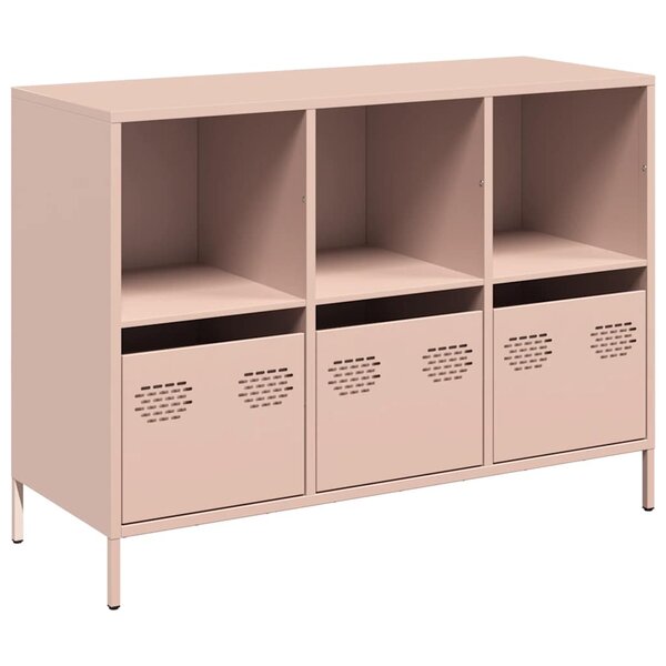 vidaXL Buffet rose 101 5x39x73 5 cm acier laminé à froid