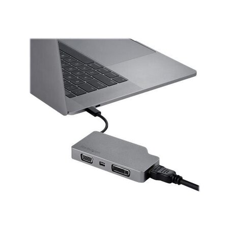 Startech.com adaptateur multiport usb-c - gris sidéral - 4-en-1 usb-c vers vga  dvi  hdmi  ou mini displayport (cdpvdhdmdpsg)