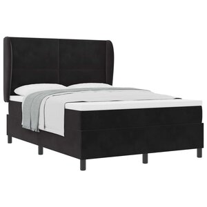 vidaXL Lit à ressorts avec matelas Noir 190 x 140 cm Polyester
