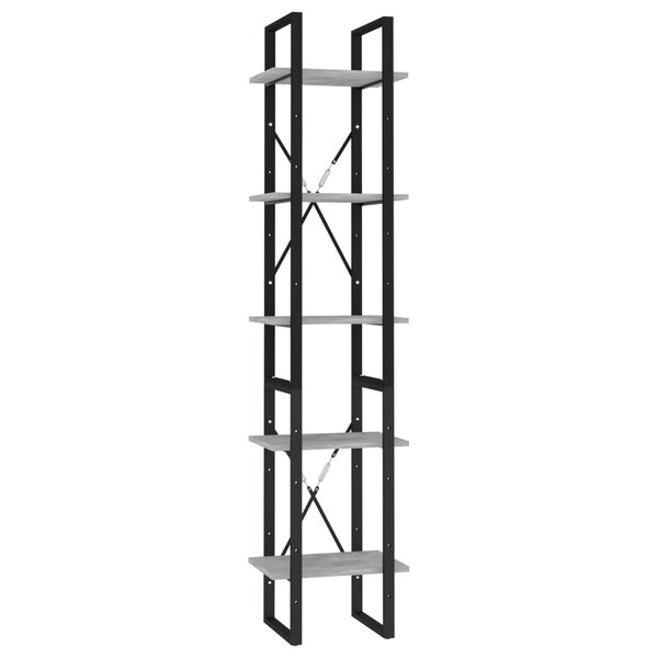 vidaXL Bibliothèque à 5 niveaux Gris béton 40x30x175cm Bois ingénierie