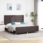 vidaXL Cadre de lit avec tête de lit Marron foncé 180 x 200 cm tissu