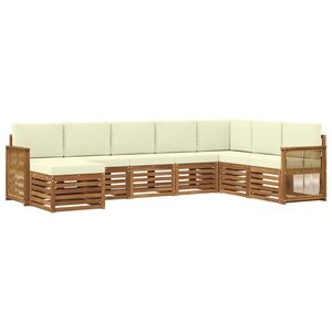 vidaXL Ensemble de canapés d'extérieur 6 Pièces Naturel et Crème