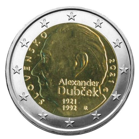 Monnaie 2 euros commémorative slovaquie 2021 - alexander dubcek