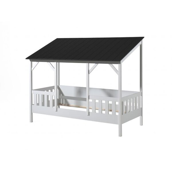 MALIA Lit cabane 90x200 avec toit noir