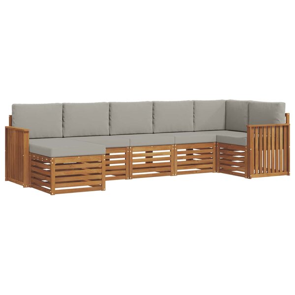 vidaXL Ensemble de canapé d'angle 7 Pièces Gris Naturel et Clair