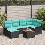 vidaXL Ensemble de canapé de jardin 7 Pièces Noir Poly rotin