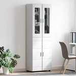 vidaXL Haut Armoire avec porte FLORIN Blanc brillant 60 x 35 x 182 cm