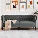 vidaXL Canapé Chesterfield 2 places gris foncé tissu