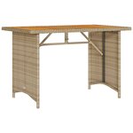 vidaXL Table de jardin avec dessus en bois noir 110x68x70 cm rotin