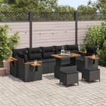vidaXL Ensemble de canapé de jardin Manuel 10 Pièces Noir 90 x 55 x 71 cm